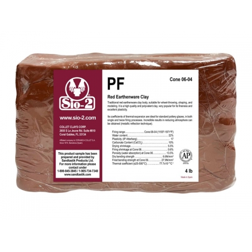 SIO-2® PF - Red Earthenware Clay, Low Fire, 4 lb Sample